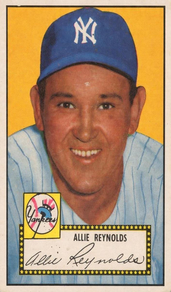 1952 Topps Allie Reynolds [Black Back] #67 card