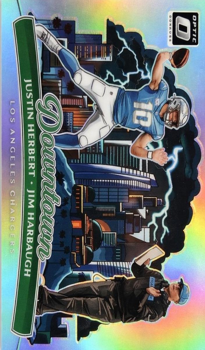Jim Harbaugh / Justin Herbert 2025 Donruss Optic Downtown Duos Football