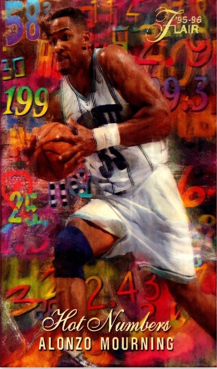 1995 Flair Hot Numbers Alonzo Mourning #8 card