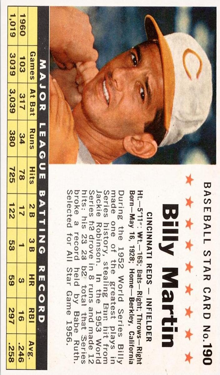 1961 Billy Martin [Hand Cut] #190