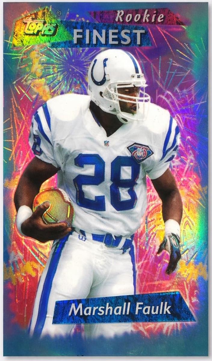 1995 Topps Finest Marshall Faulk [Refractor] #125 card
