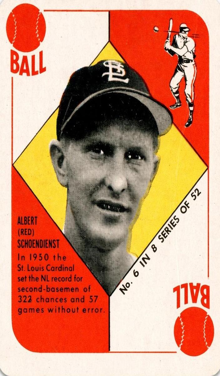 1951 Topps Blue Back Red Schoendienst #6 card