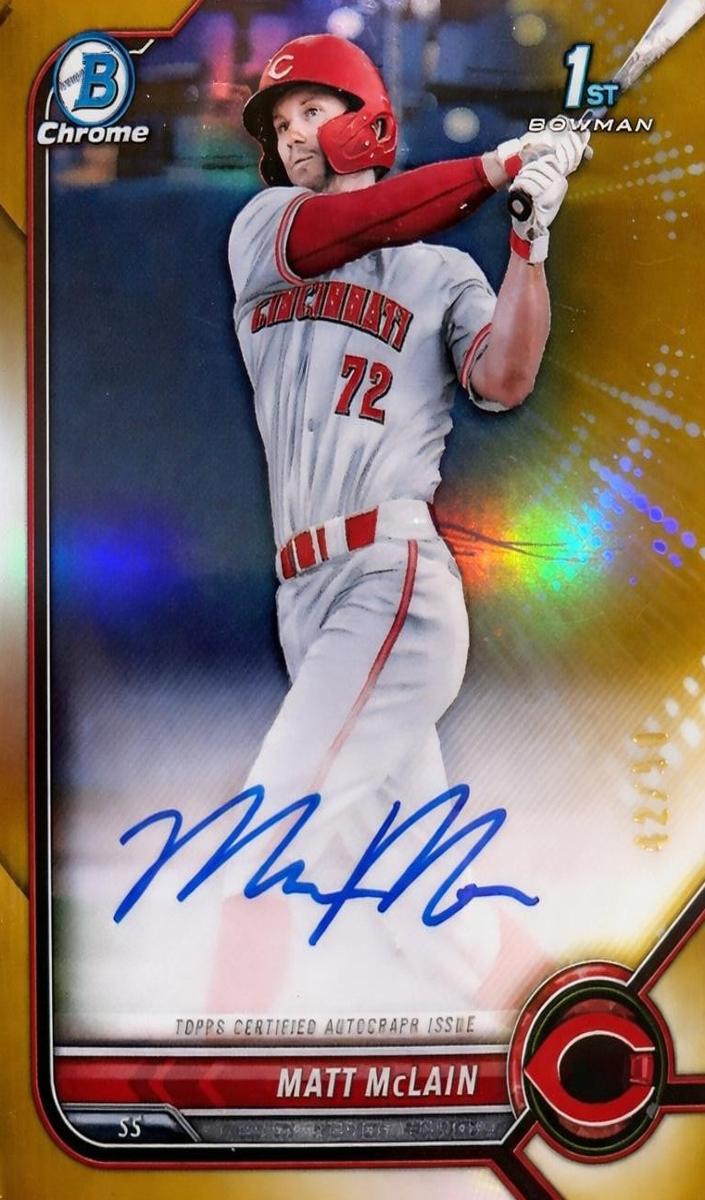 2022 Bowman Bowman Chrome CHR.PROS.AUTO-GOLD REF. #CPAMM Matt Mclain front