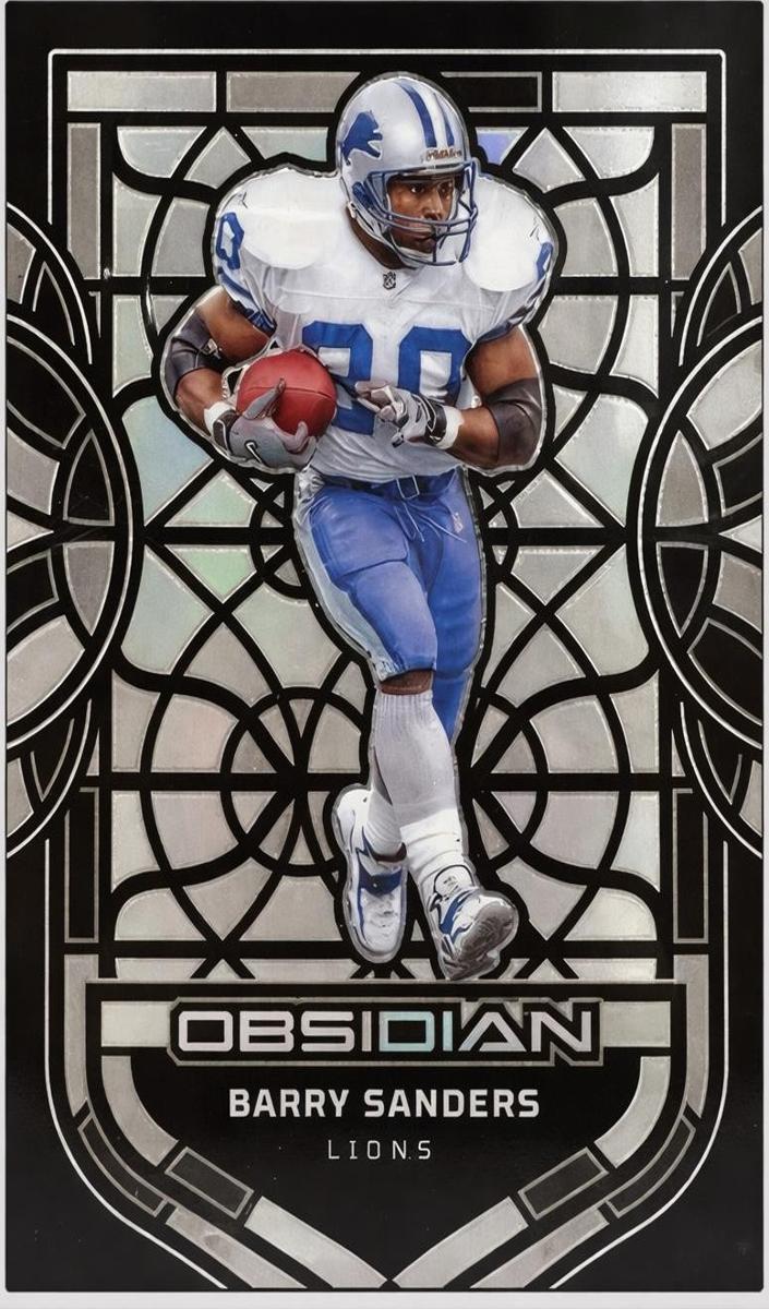 2024 Panini Obsidian Black Stained Glass Barry Sanders #6 card