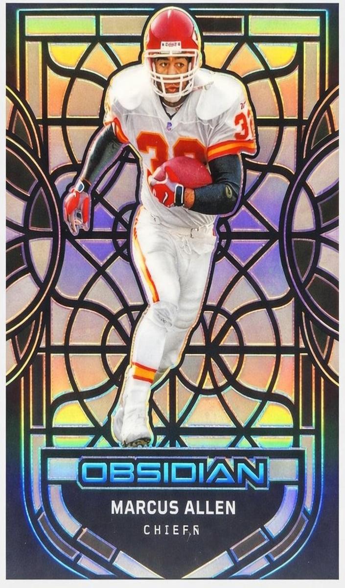 Marcus Allen 2024 Panini Obsidian Black Stained Glass Football
