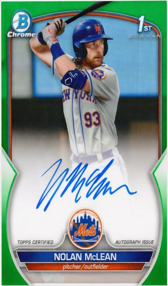 2023 Bowman Bowman Draft Green Refractor Nolan McLean front