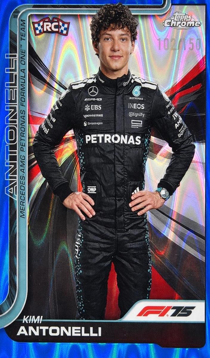 2025 Topps Chrome F1 Kimi Antonelli [Blue Refractor] #8 card