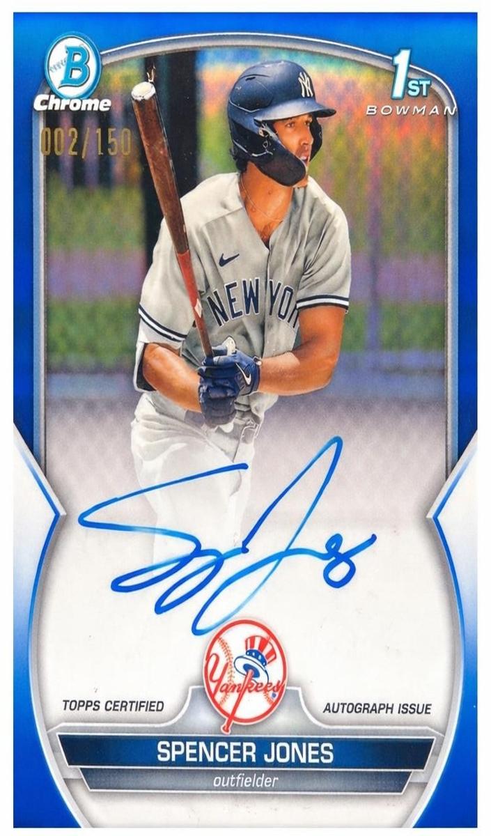 2023 Bowman Bowman Chrome CHR PROSPECT AUTO-BLUE REF #CPASJ Spencer Jones front