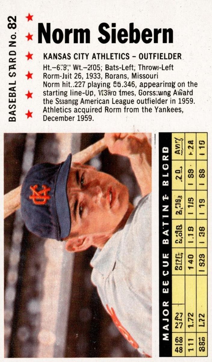 1961 Norm Siebern [Hand Cut] #82