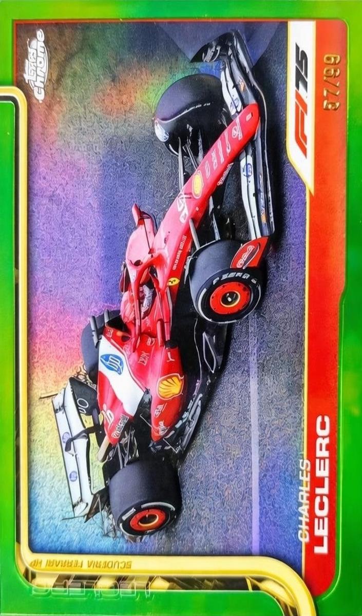 2025 Topps Chrome F1 Charles Leclerc [Green Refractor] #75 card