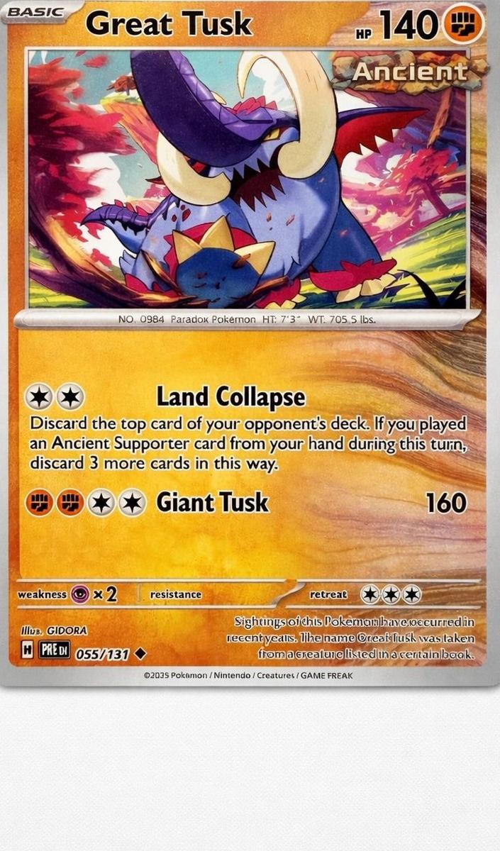 Great Tusk 2025 Pokemon Scarlet & Violet Prismatic Evolutions