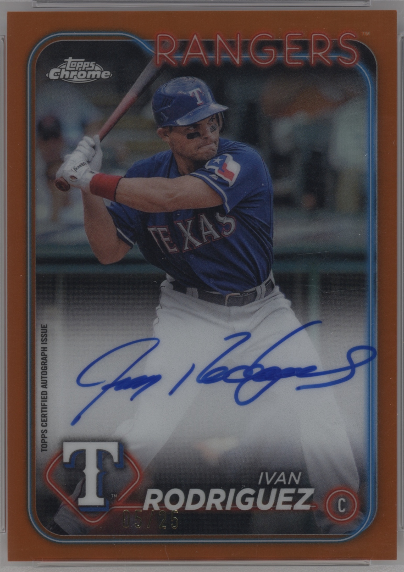 2024 Topps Chrome Baseball Orange Refractor Ivan Rodriguez #CLA-IR PSA 10