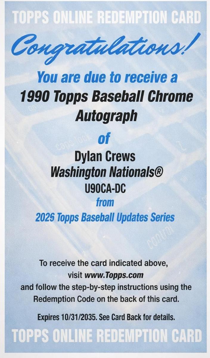 2025 Topps Dylan Crews #90CA-DC card
