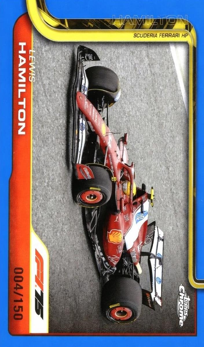 2025 Topps Chrome F1 Lewis Hamilton [Blue Refractor] #76 card