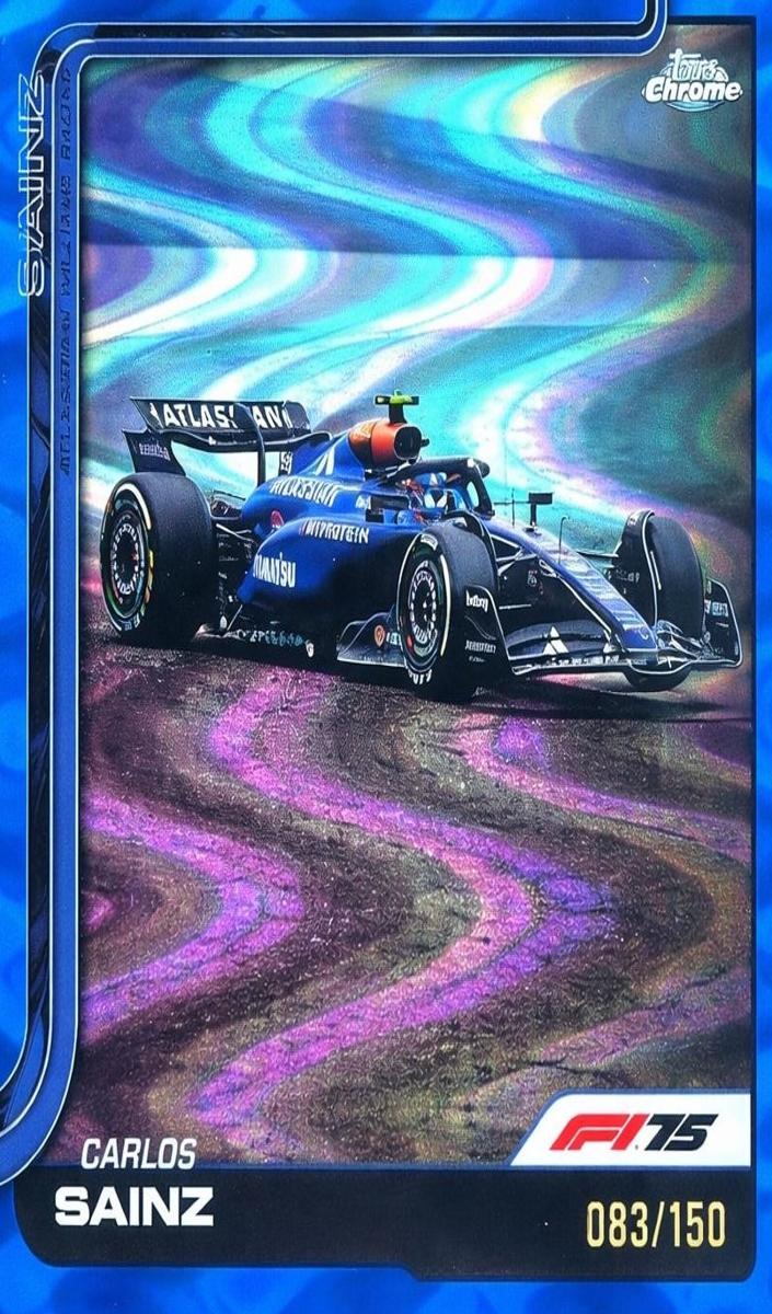 2025 Topps Chrome F1 Carlos Sainz [Blue RayWave Refractor] #90 card