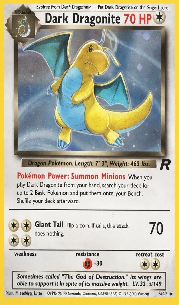 2000 Pokemon Team Rocket Holo Dark Dragonite-Holo front