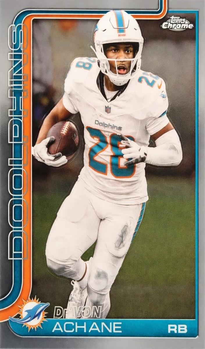 De'Von Achane 2025 Topps Chrome Football card