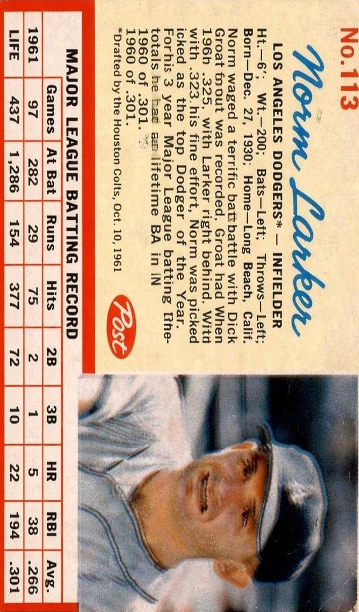 1962 Norm Larker #113
