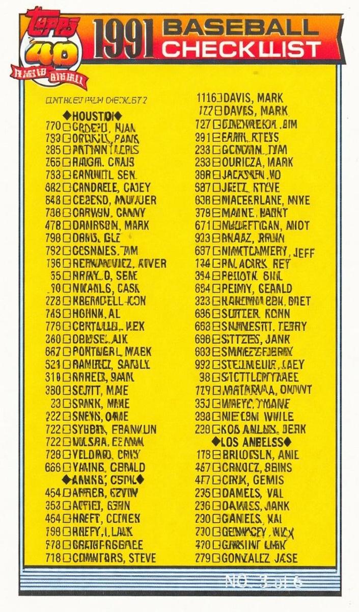 1991 Checklist 3 #366