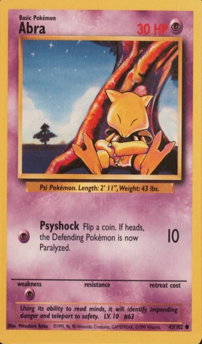 Abra 1999 Pokemon Base Set