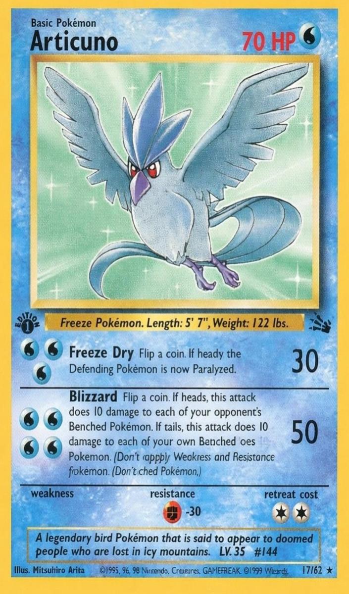 1999 Pokemon Fossil 1st Edition #17 Articuno front