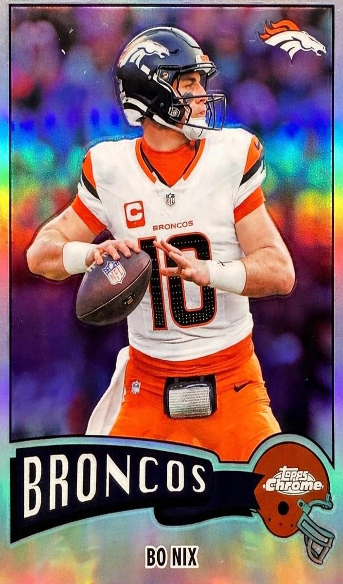 2025 Topps Chrome 1975 Bo Nix [X-Fractor] #1975-11 card