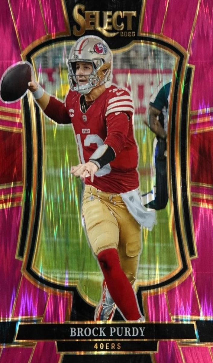 2025 Panini Select Brock Purdy [Purple Prizm Shock] #117 card