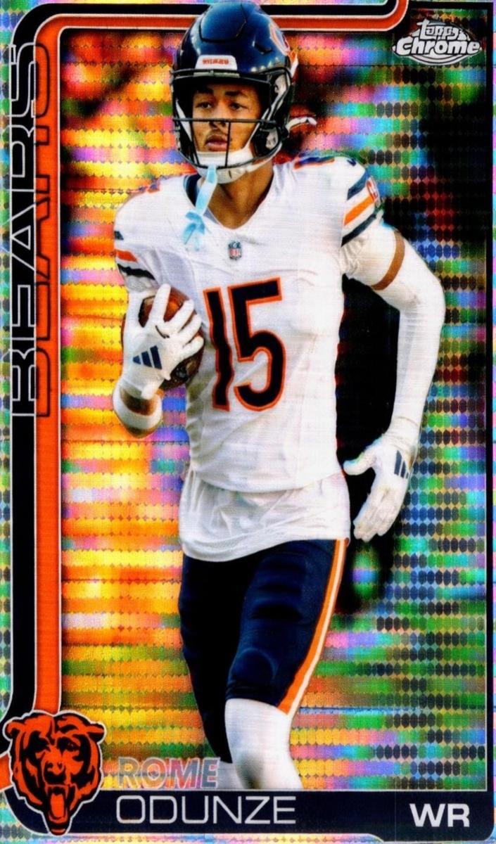 2025 Topps Chrome Rome Odunze [Red White Blue Refractor] #49 card