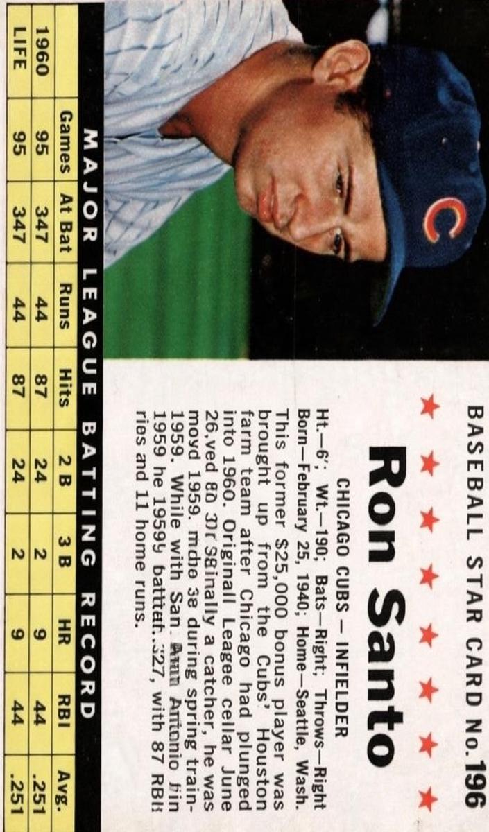 1961 Ron Santo [Hand Cut] #196
