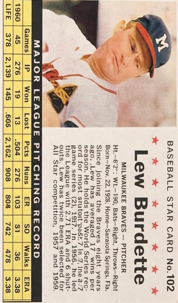 1961 Lew Burdette [Hand Cut] #102