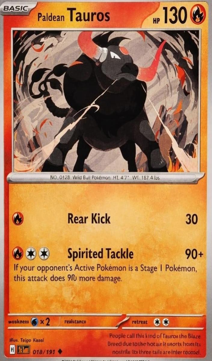 Paldean Tauros 2024 Pokemon Scarlet & Violet Surging Sparks