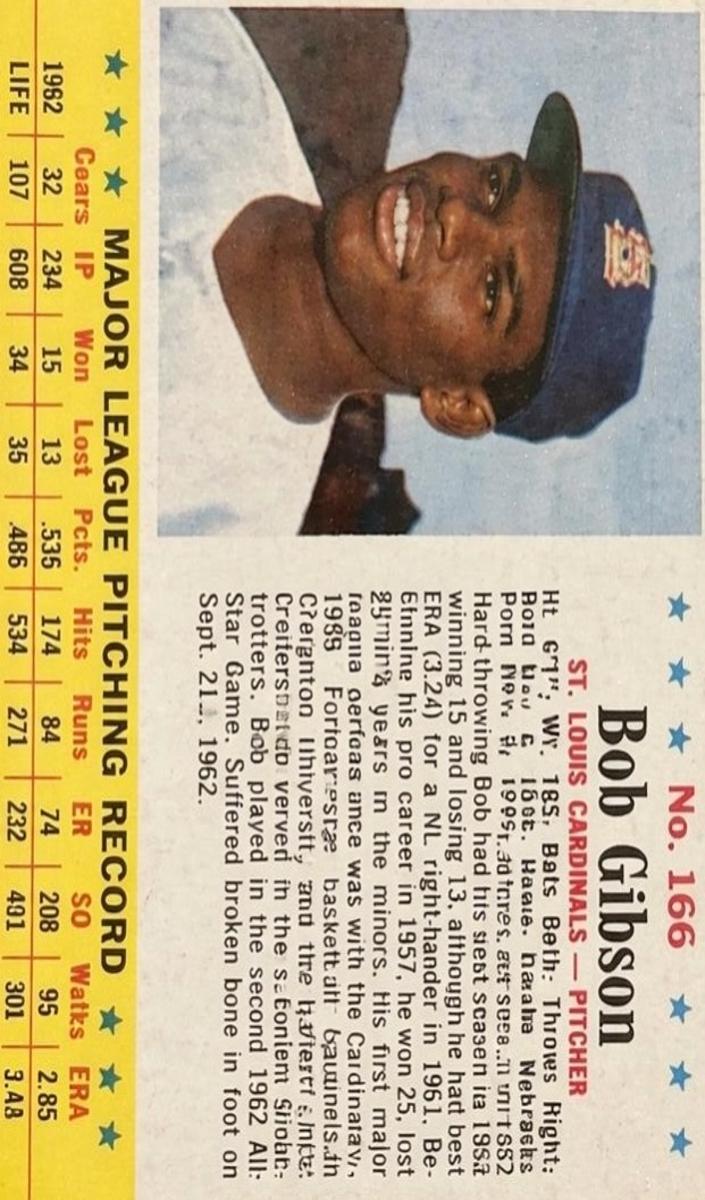 1963 Post Cereal Bob Gibson #166 card