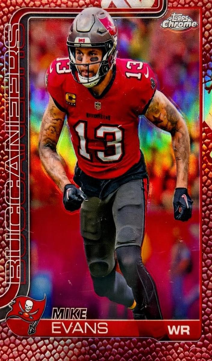 2025 Topps Chrome Mike Evans [X-Fractor Green] #282 card