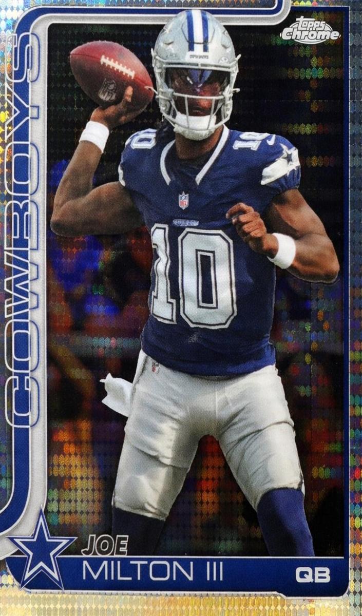 2025 Topps Chrome Joe Milton III [Yellow Wave Refractor] #85 card