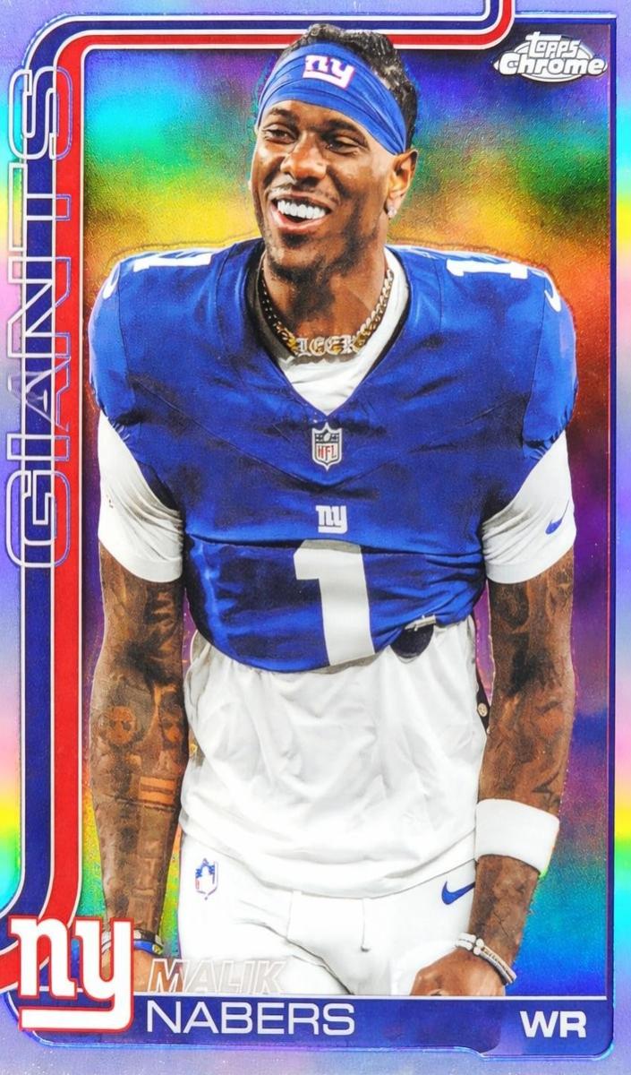 2025 Topps Chrome Malik Nabers [Neon Pulse Refractor] #225 card