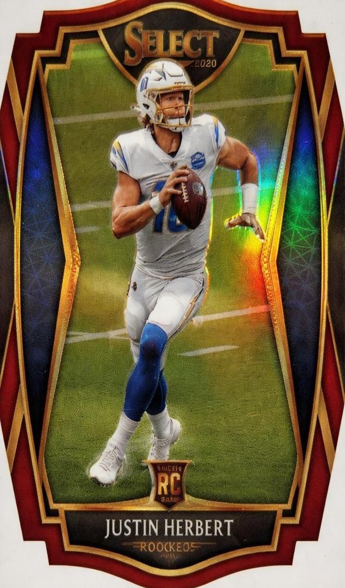 2020 Panini Select Justin Herbert [Red Prizm Die-Cut] #144 card