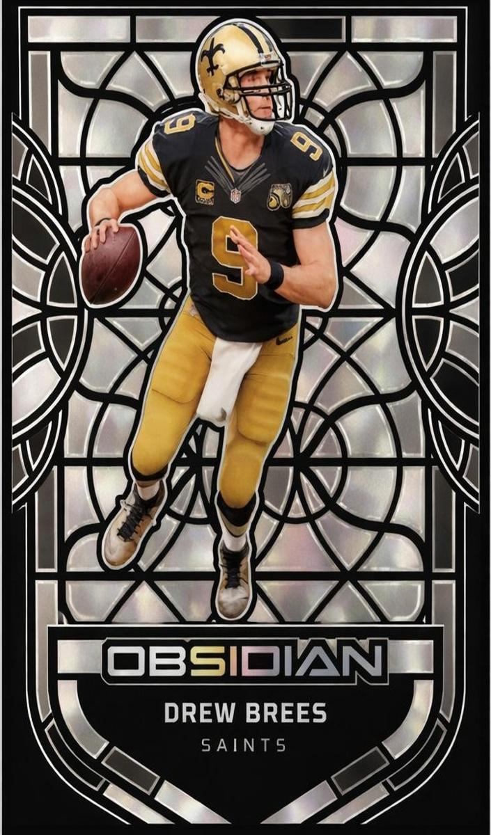 2024 Panini Obsidian Black Stained Glass Drew Brees #10 card