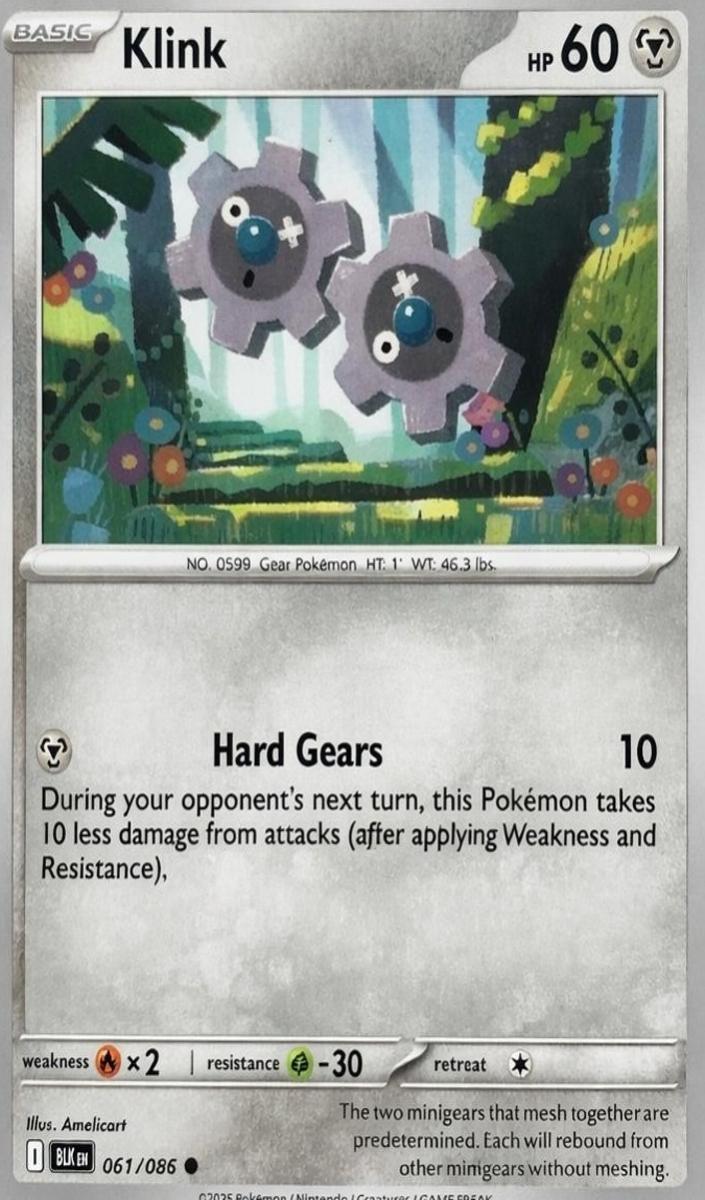 Klink 2025 Pokemon Scarlet & Violet Black Bolt