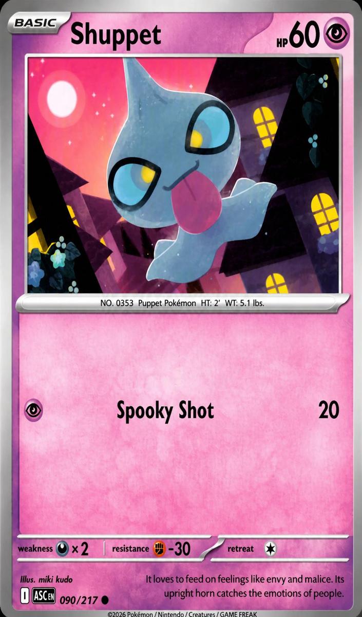 Shuppet 2026 Pokemon Mega Evolution Ascended Heroes