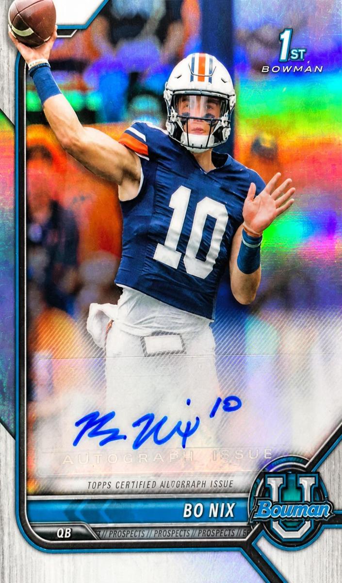 2021 Bowman University Chrome Autographs Bo Nix #BCPA-BN card