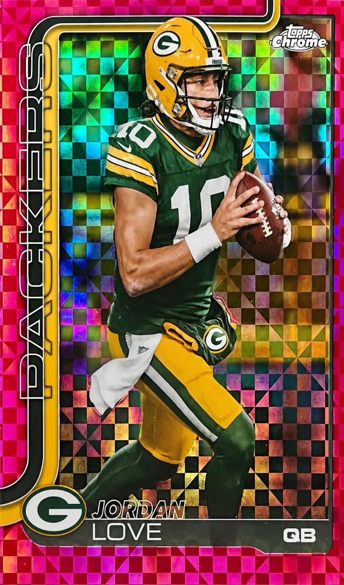 2025 Topps Chrome Jordan Love [Red White Blue Refractor] #109 card