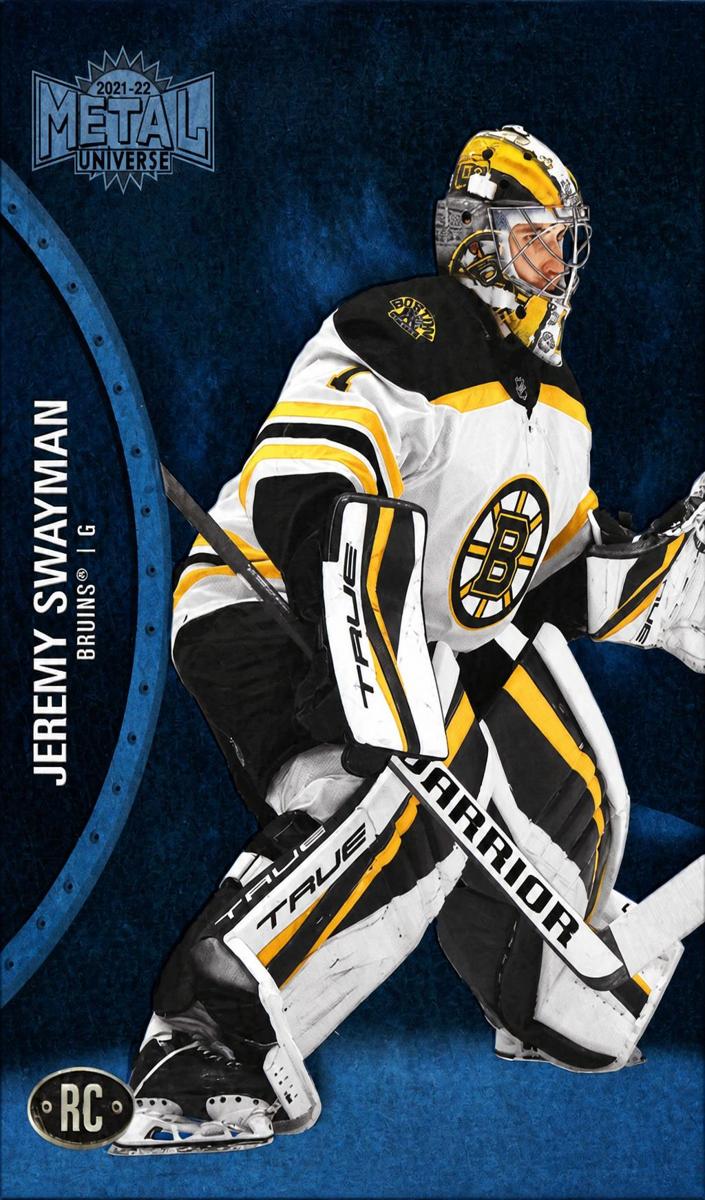 2021 Skybox Metal Universe Jeremy Swayman [Blue Spectrum] #170 card