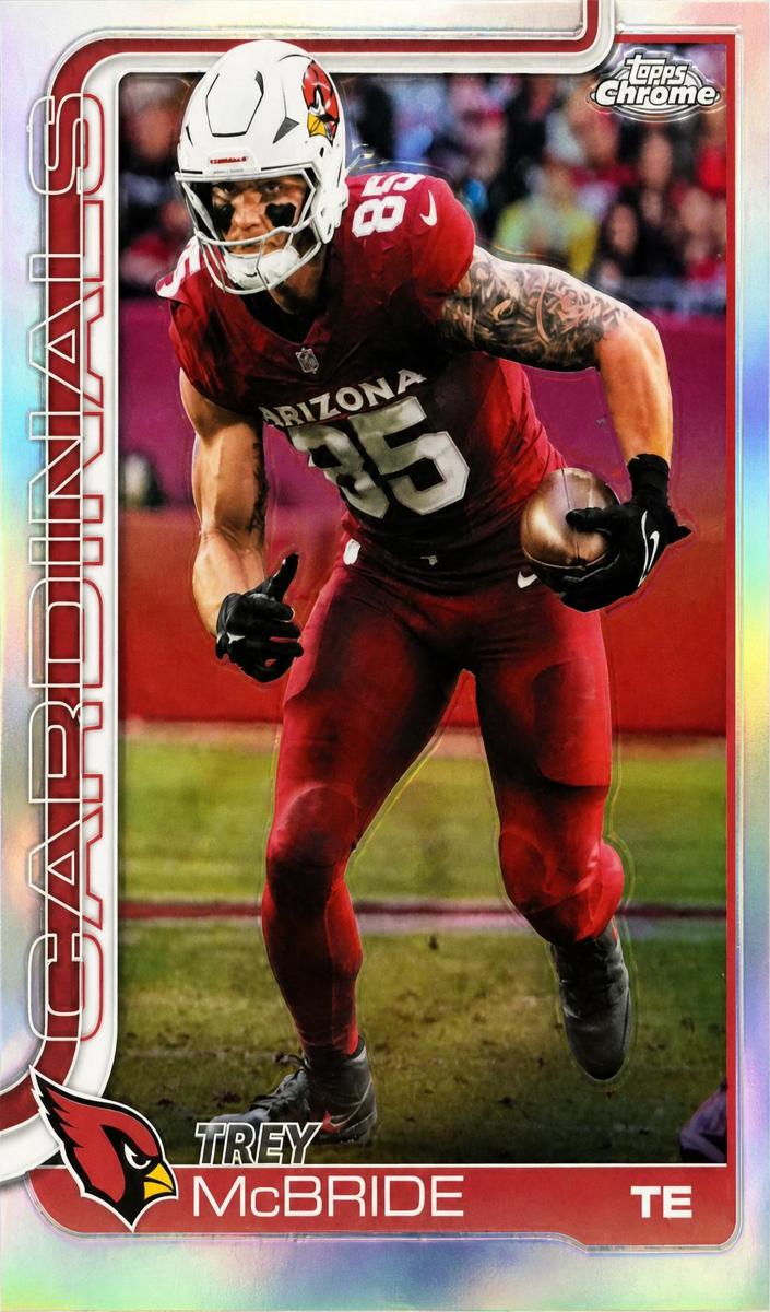 Trey McBride 2025 Topps Chrome Football card