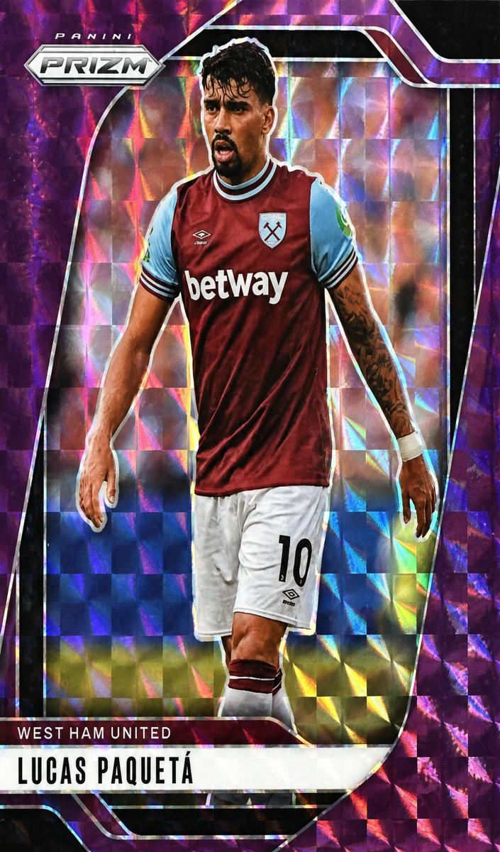 2024 Panini Prizm Premier League Lucas Paqueta [Purple Mosaic] #142 card