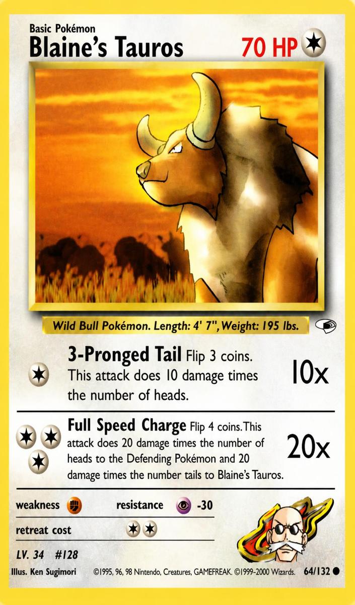 Blaine's Tauros 2000 Pokemon Gym Heroes