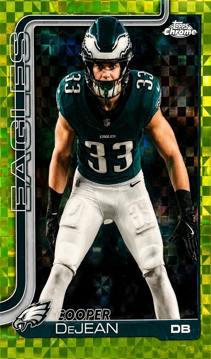 2025 Topps Chrome Cooper DeJean [X-Fractor Green] #252 card