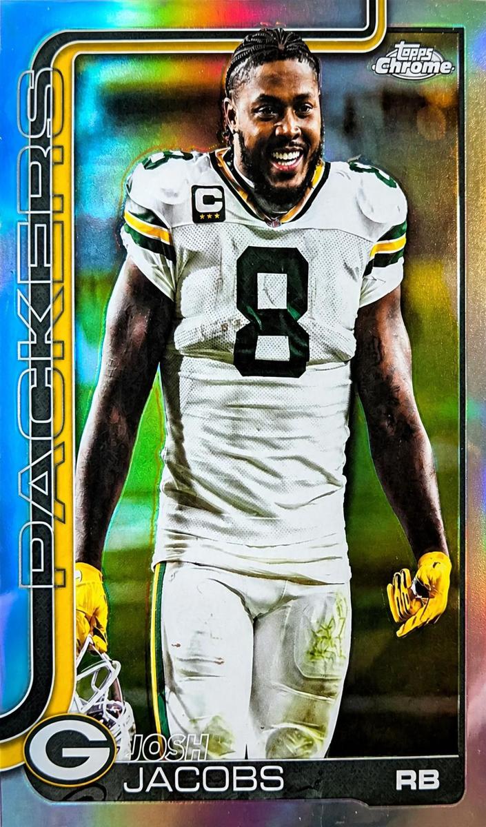 2025 Topps Chrome Josh Jacobs [Green Geometric Image Variation] #110 card