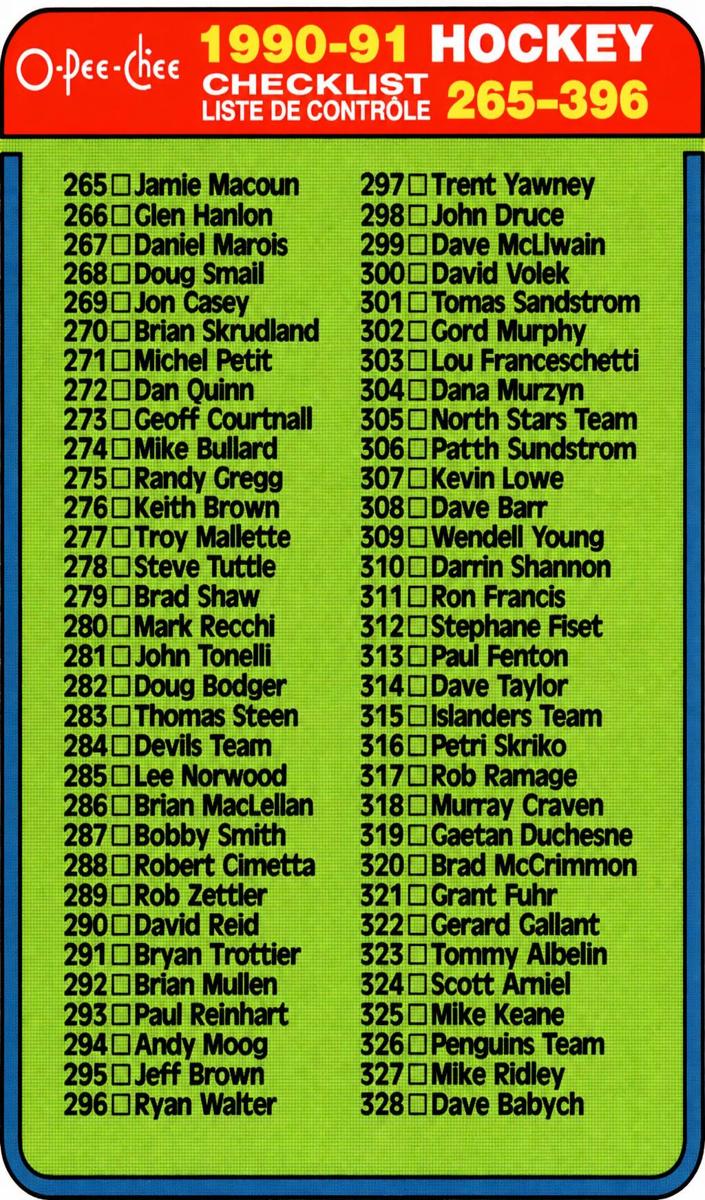 1990 Checklist 265-396 #396
