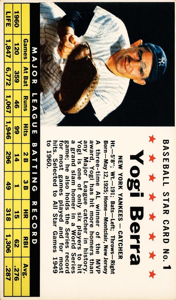 1961 Yogi Berra [Hand Cut] #1