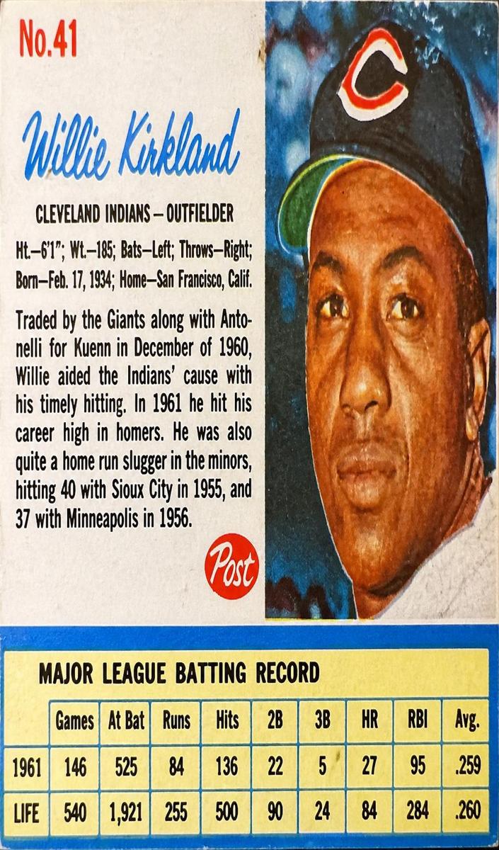 1962 Willie Kirkland #41